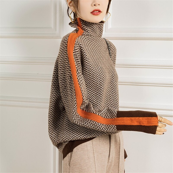 ISABEL I ROLLKRAGEN-PULLOVER MIT AUFDRUCK
