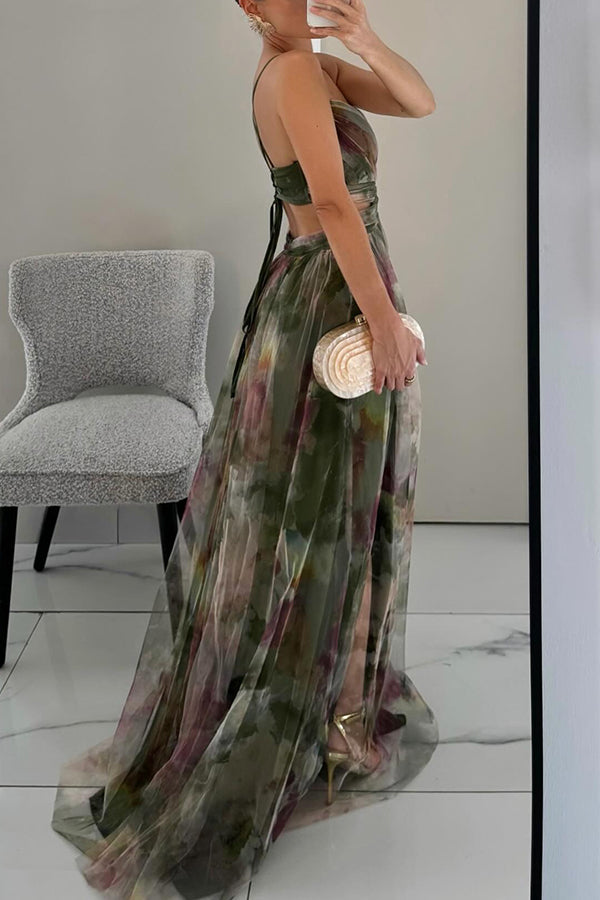 ALINA I LUXURIÖSES GEBLÜMTES MAXIKLEID