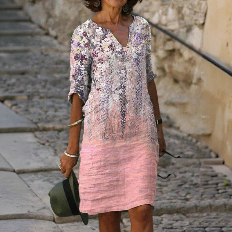 Vintage-Kleid Mit Blumendruck