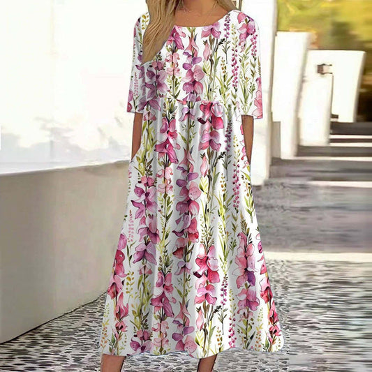 Lässiges Kleid Mit Blumendruck