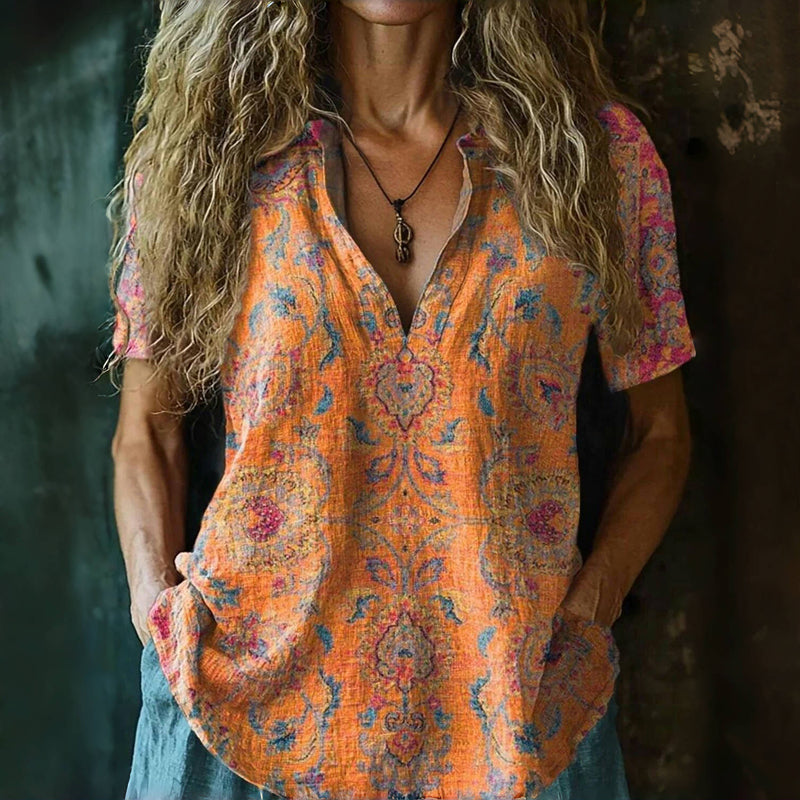 Vintage-Bluse Mit Ethno-Print