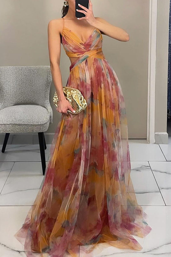 ALINA I LUXURIÖSES GEBLÜMTES MAXIKLEID