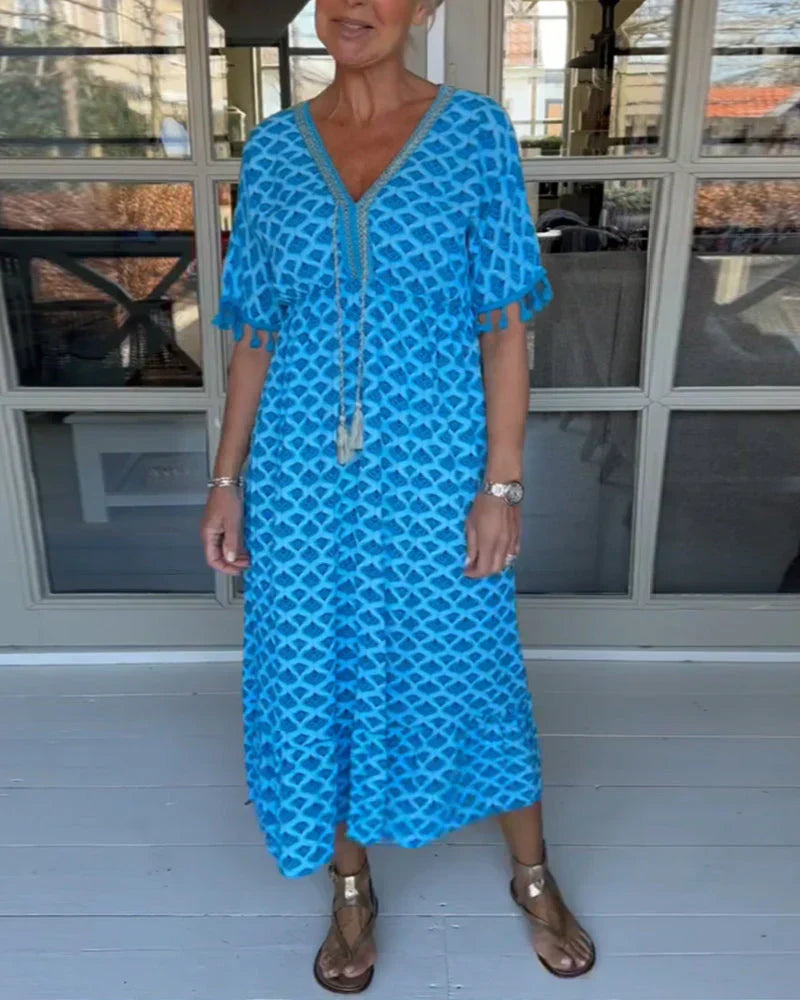 Jelly Verzierte V-Ausschnitt Kleid