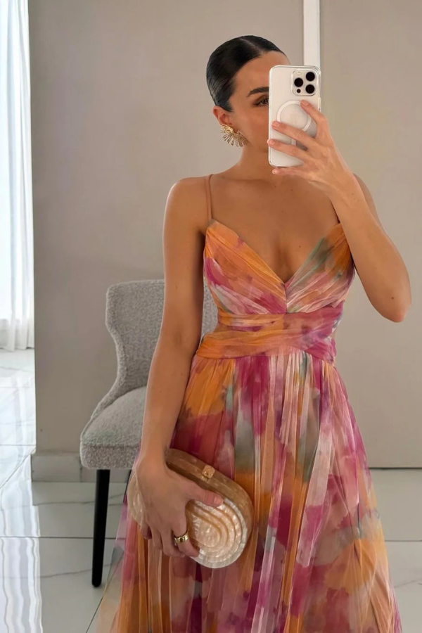 ALINA I LUXURIÖSES GEBLÜMTES MAXIKLEID