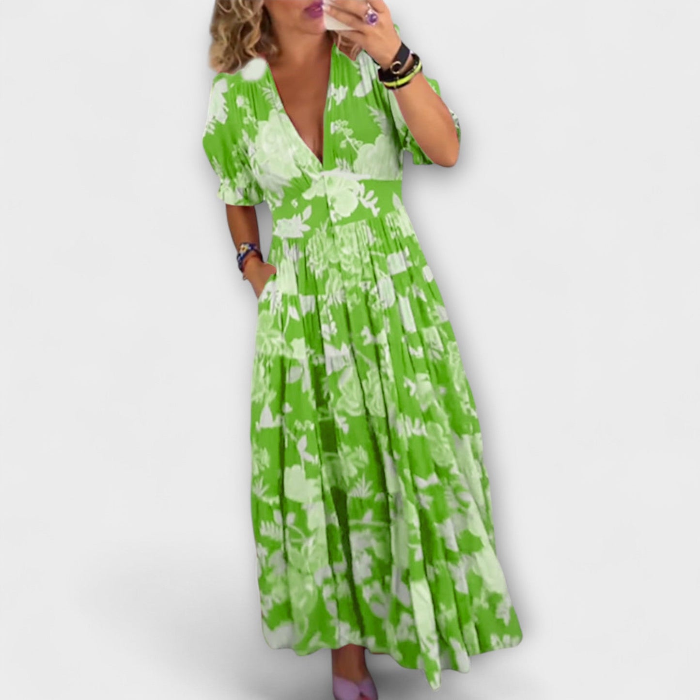 CATRISA I ELEGANTES MAXIKLEID MIT V-AUSSCHNITT