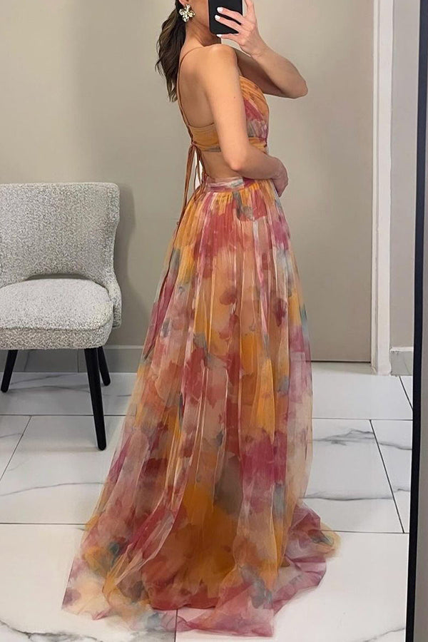 ALINA I LUXURIÖSES GEBLÜMTES MAXIKLEID