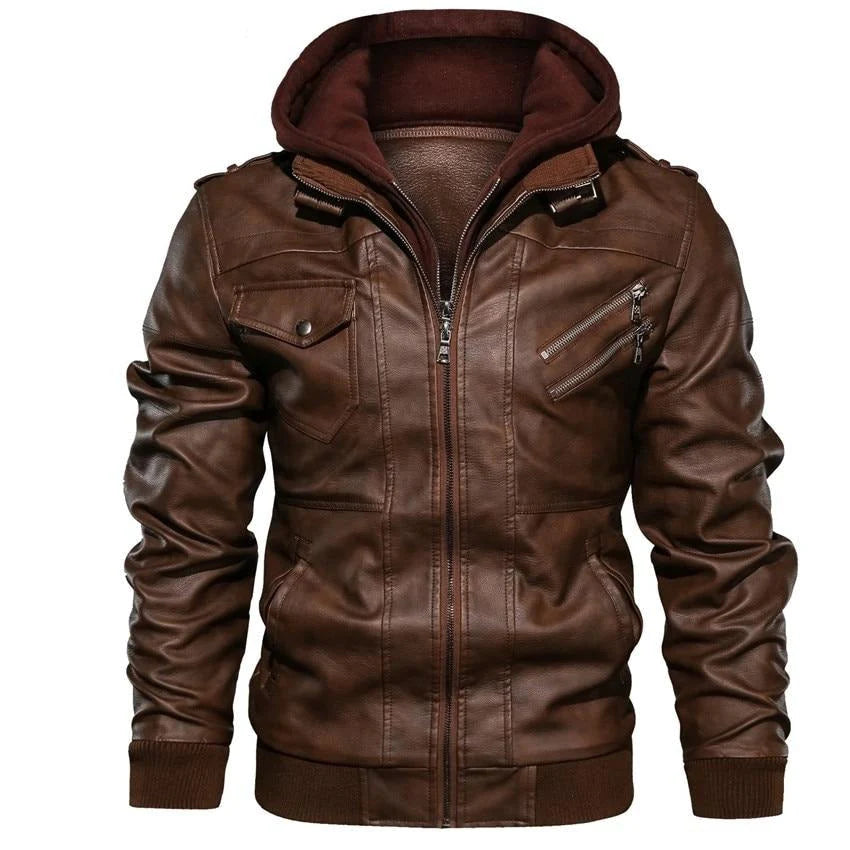 NORBERTUS I LEDERJACKE MIT KAPUZE