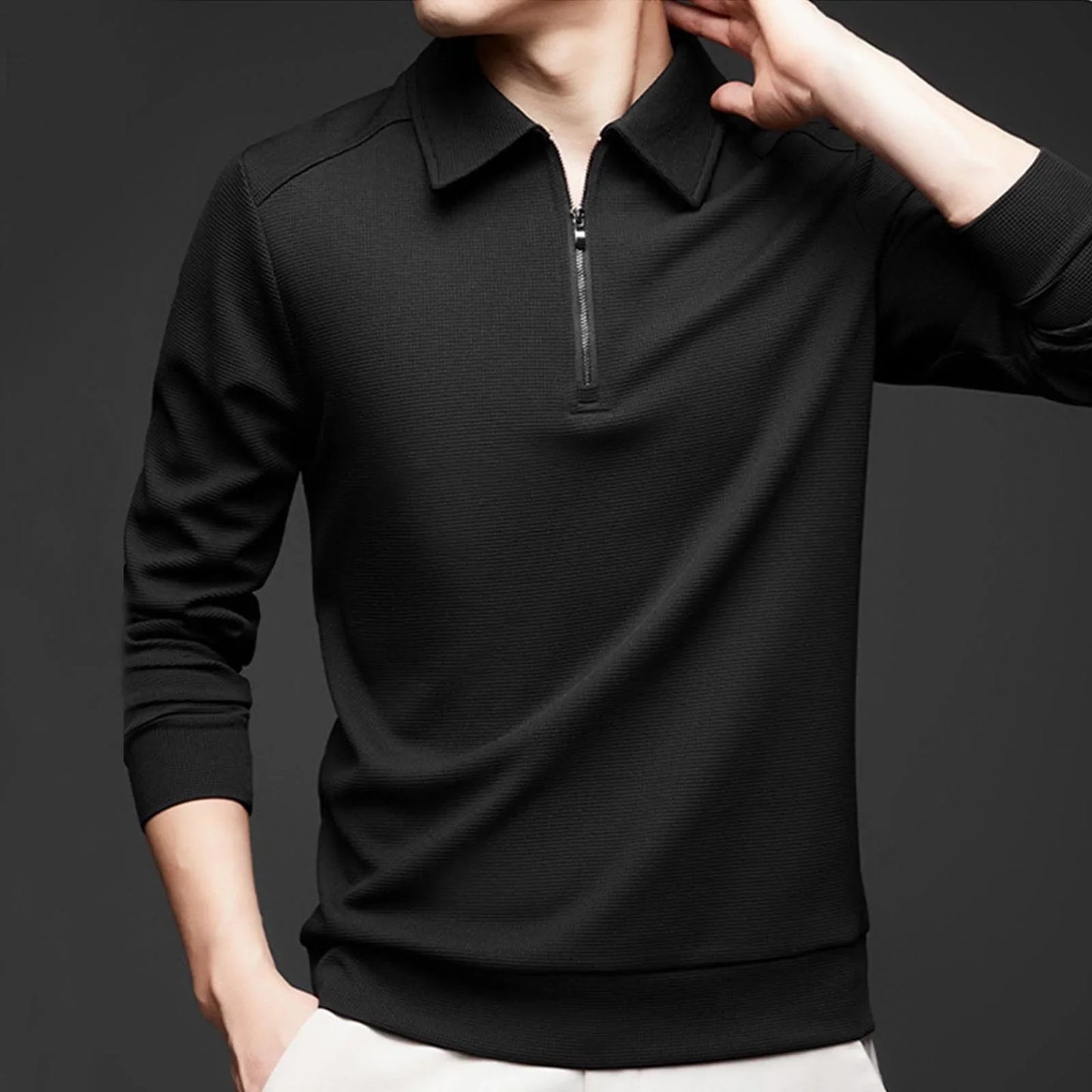 COLE I WAFFELSTRICK-LANGARM-POLOSHIRT