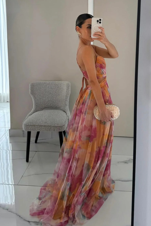 ALINA I LUXURIÖSES GEBLÜMTES MAXIKLEID