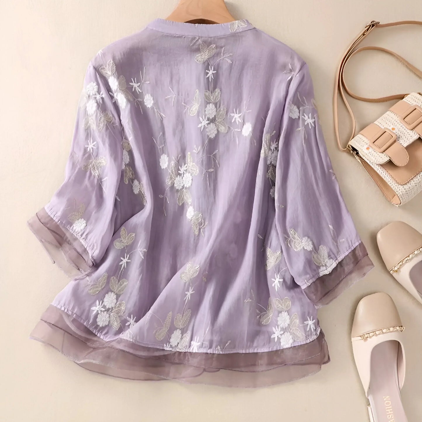 RUMILDE I FLORALE LEINEN-BLUSE