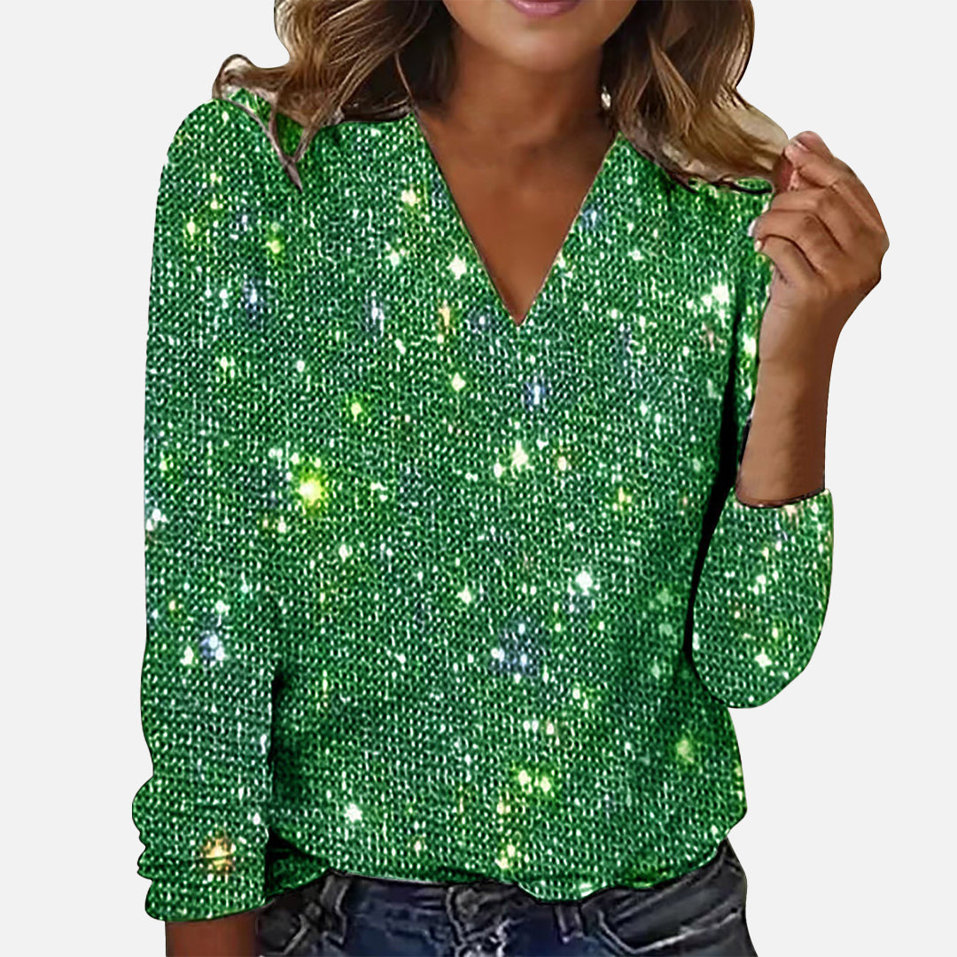 DORIS I LANGARM-BLUSE MIT V-AUSSCHNITT