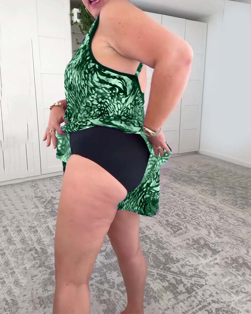 Badeanzug V-Ausschnitt Bunt Bedruckt Einteilig