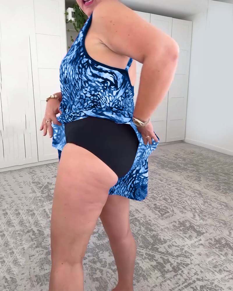 Badeanzug V-Ausschnitt Bunt Bedruckt Einteilig