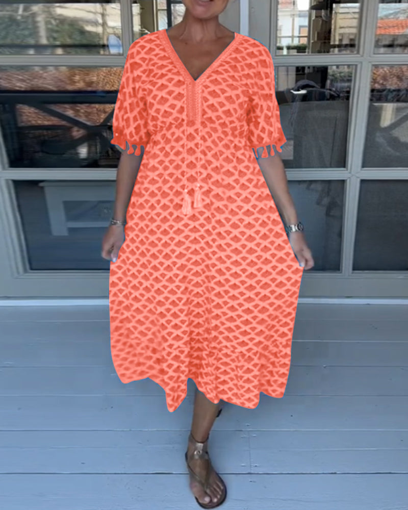 V-Ausschnitt Freizeitkleid mit Print