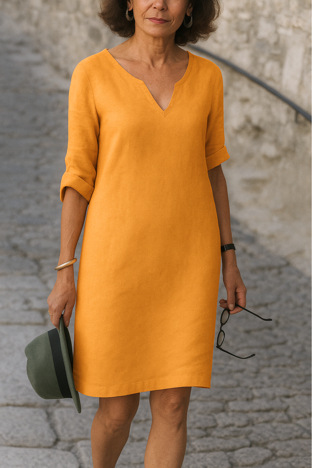 BETSEY I ELEGANTES KLEID MIT V-AUSSCHNITT