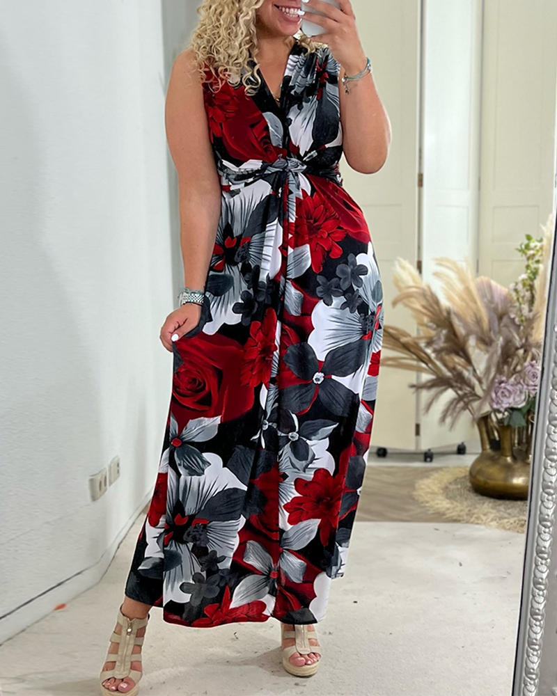 Sacha™ - Elegantes ärmelloses Kleid mit Plissee-Blumenmuster