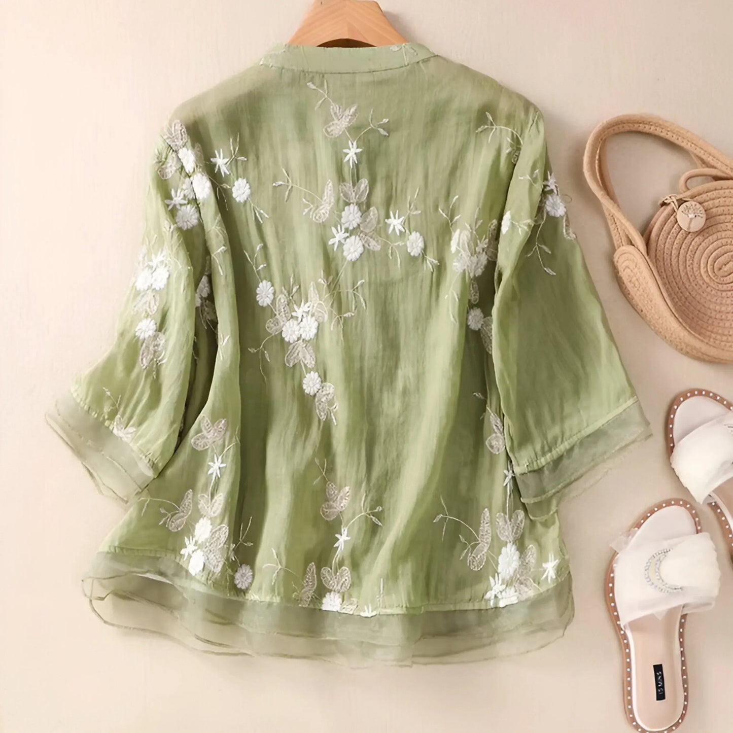 RUMILDE I FLORALE LEINEN-BLUSE