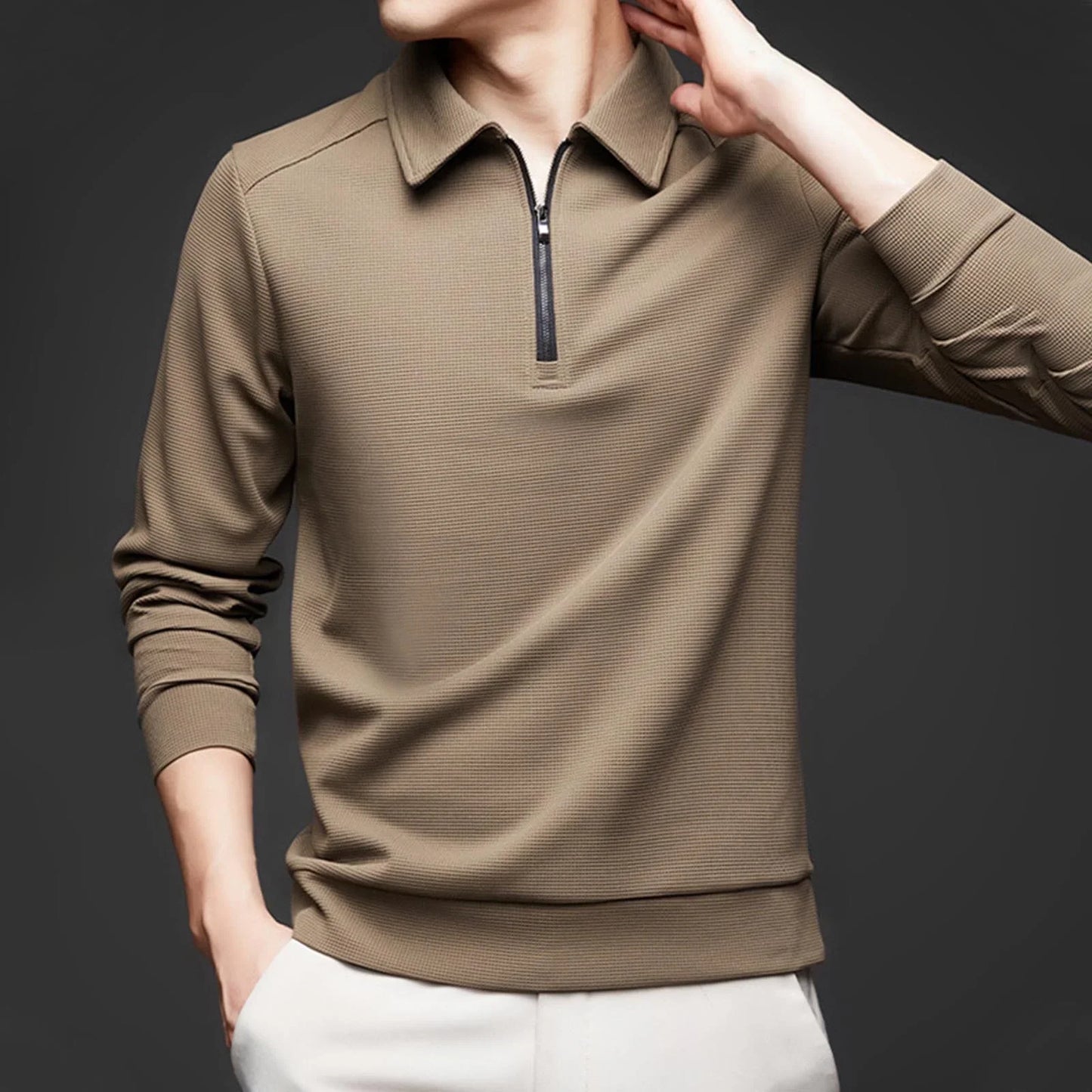 COLE I WAFFELSTRICK-LANGARM-POLOSHIRT