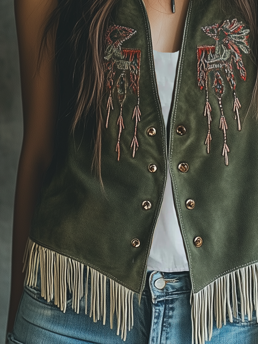 GERLINDE I BOHO WESTE AUS WILDLEDER