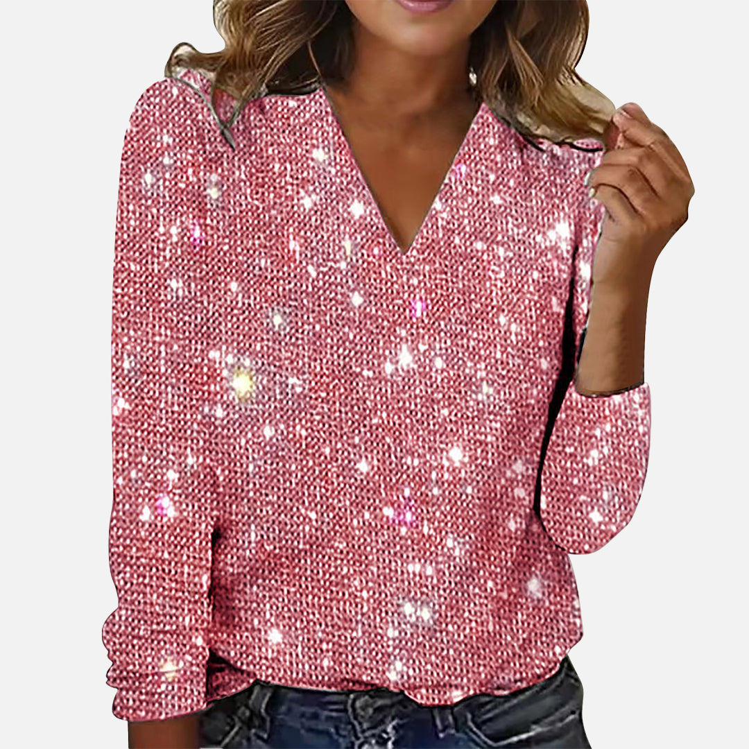 DORIS I LANGARM-BLUSE MIT V-AUSSCHNITT