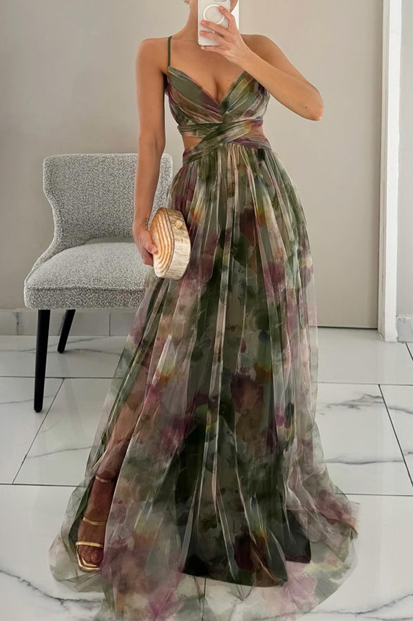 ALINA I LUXURIÖSES GEBLÜMTES MAXIKLEID