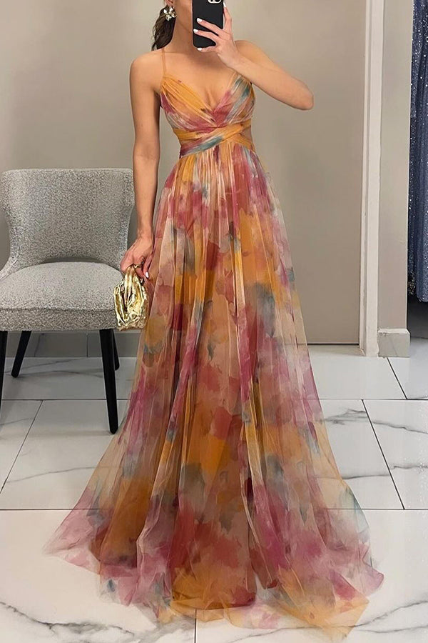 ALINA I LUXURIÖSES GEBLÜMTES MAXIKLEID