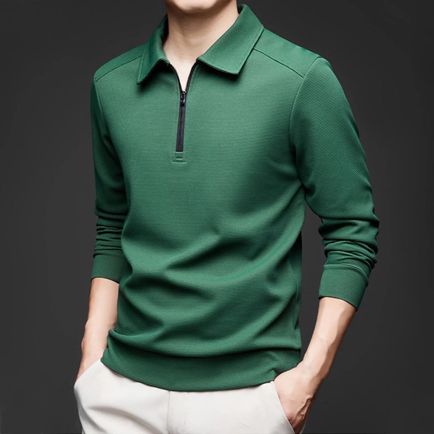 COLE I WAFFELSTRICK-LANGARM-POLOSHIRT
