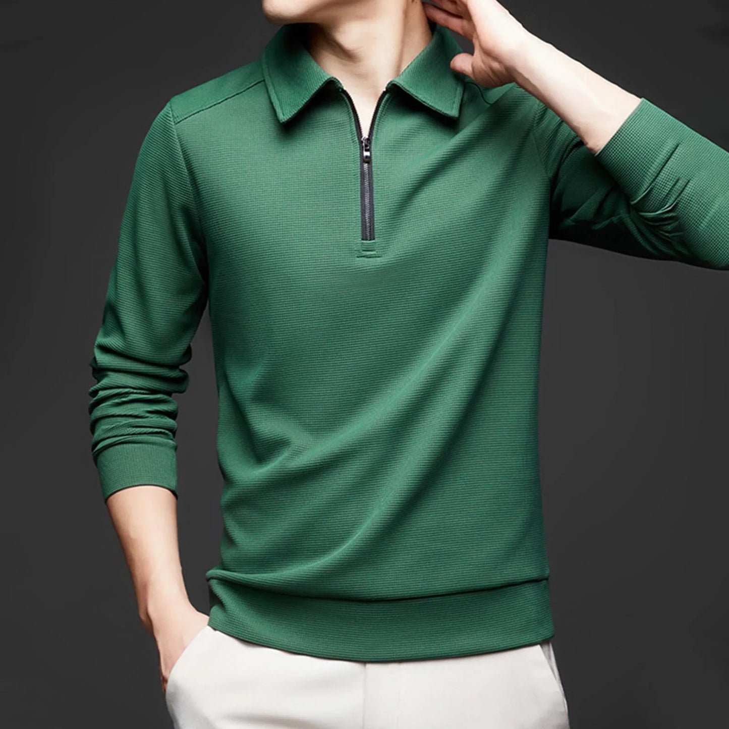 COLE I WAFFELSTRICK-LANGARM-POLOSHIRT