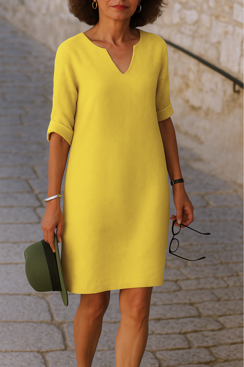 BETSEY I ELEGANTES KLEID MIT V-AUSSCHNITT