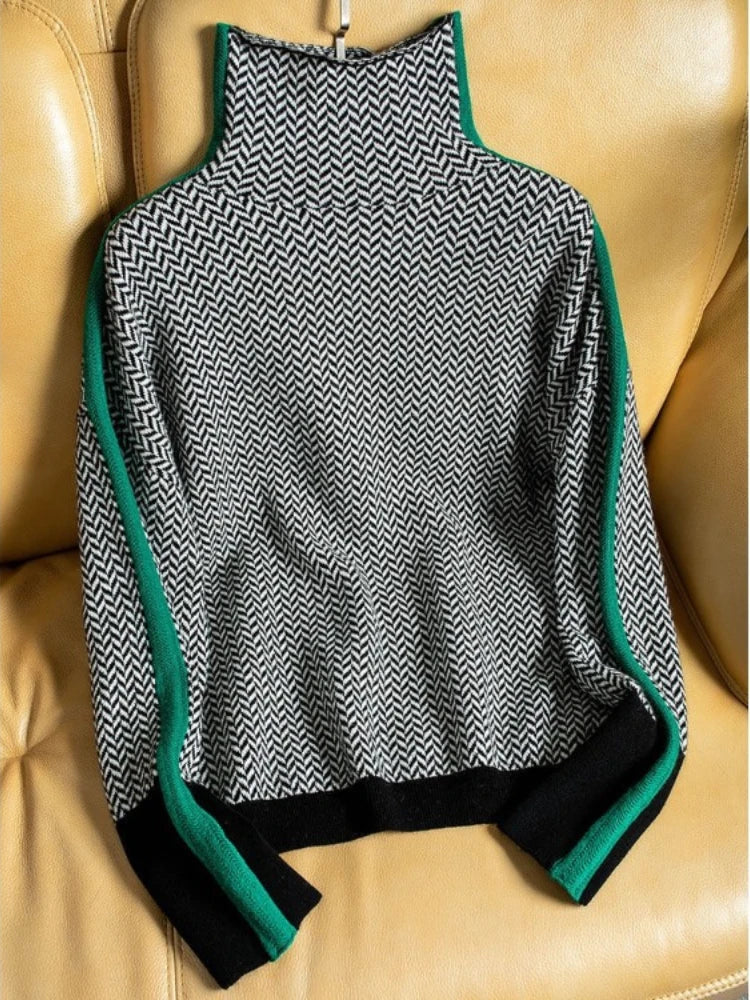 ISABEL I ROLLKRAGEN-PULLOVER MIT AUFDRUCK