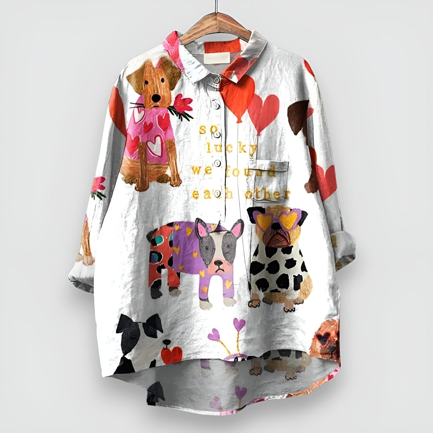 LEONTINA I DAMENBLUSE MIT HUNDEPRINT