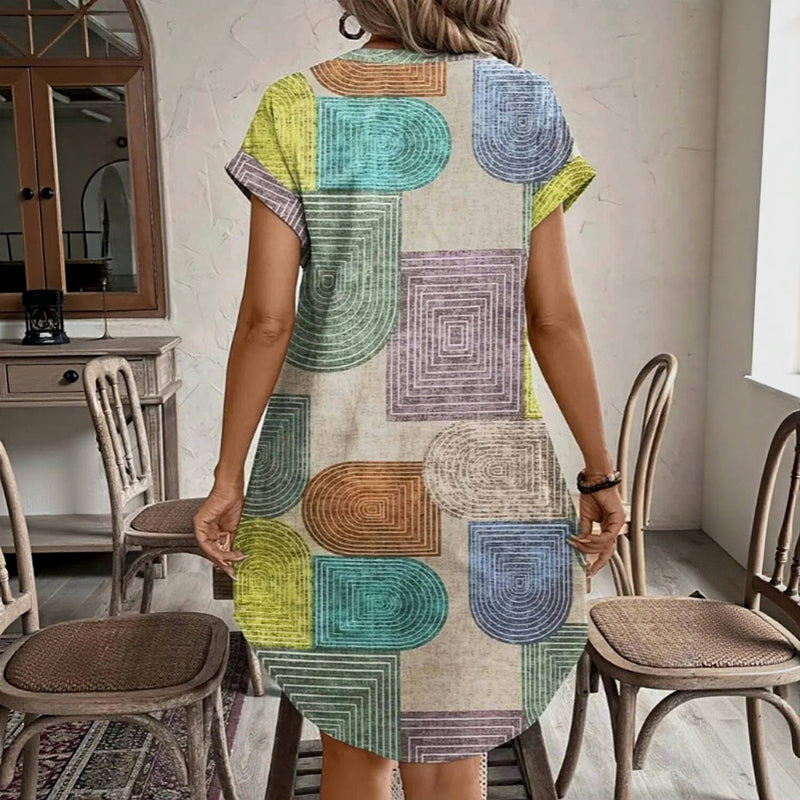 Vintage-Kleid Mit Geometrischem Druck