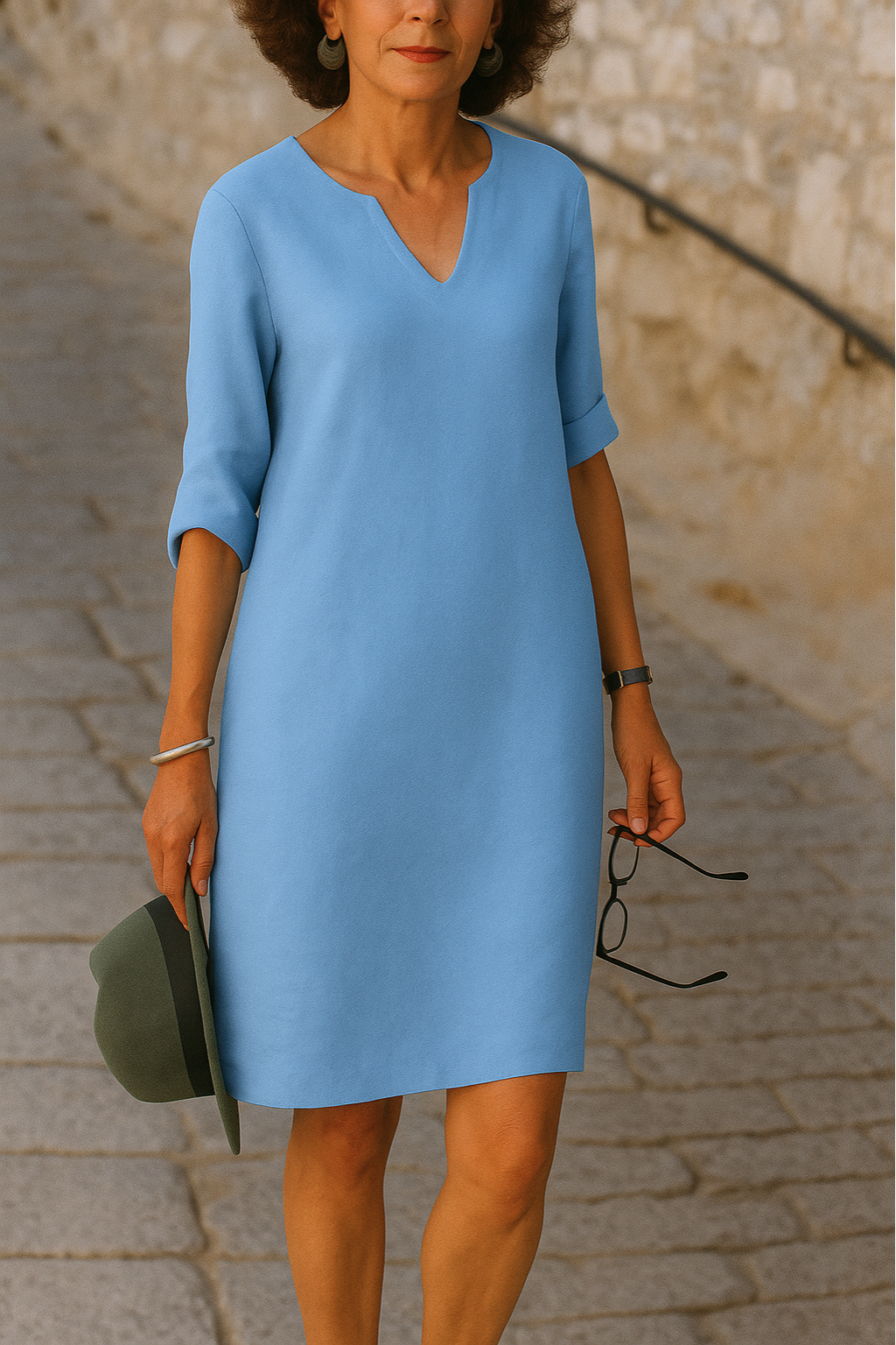 BETSEY I ELEGANTES KLEID MIT V-AUSSCHNITT