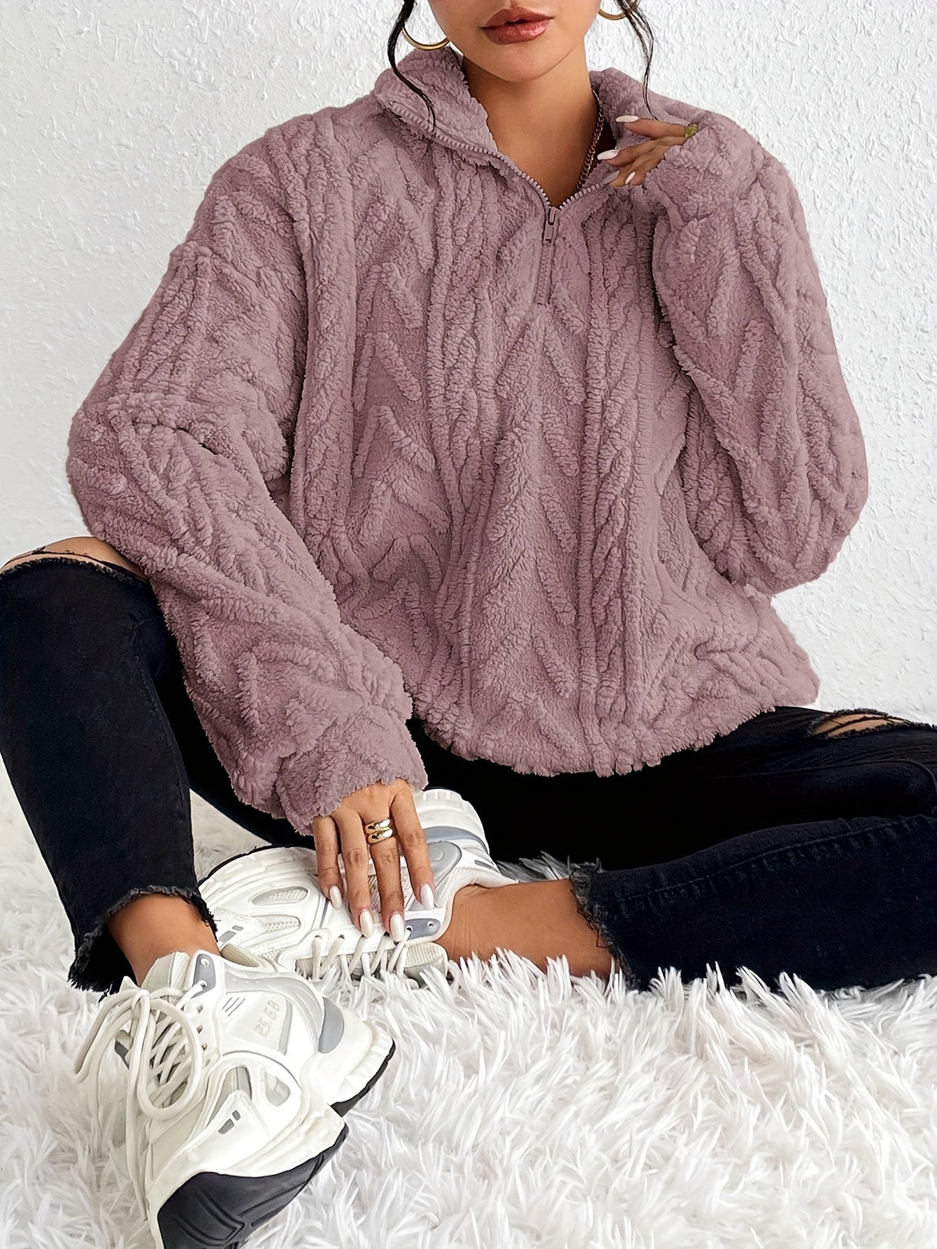 ROSWITHA I FLEECE-STRICKPULLOVER