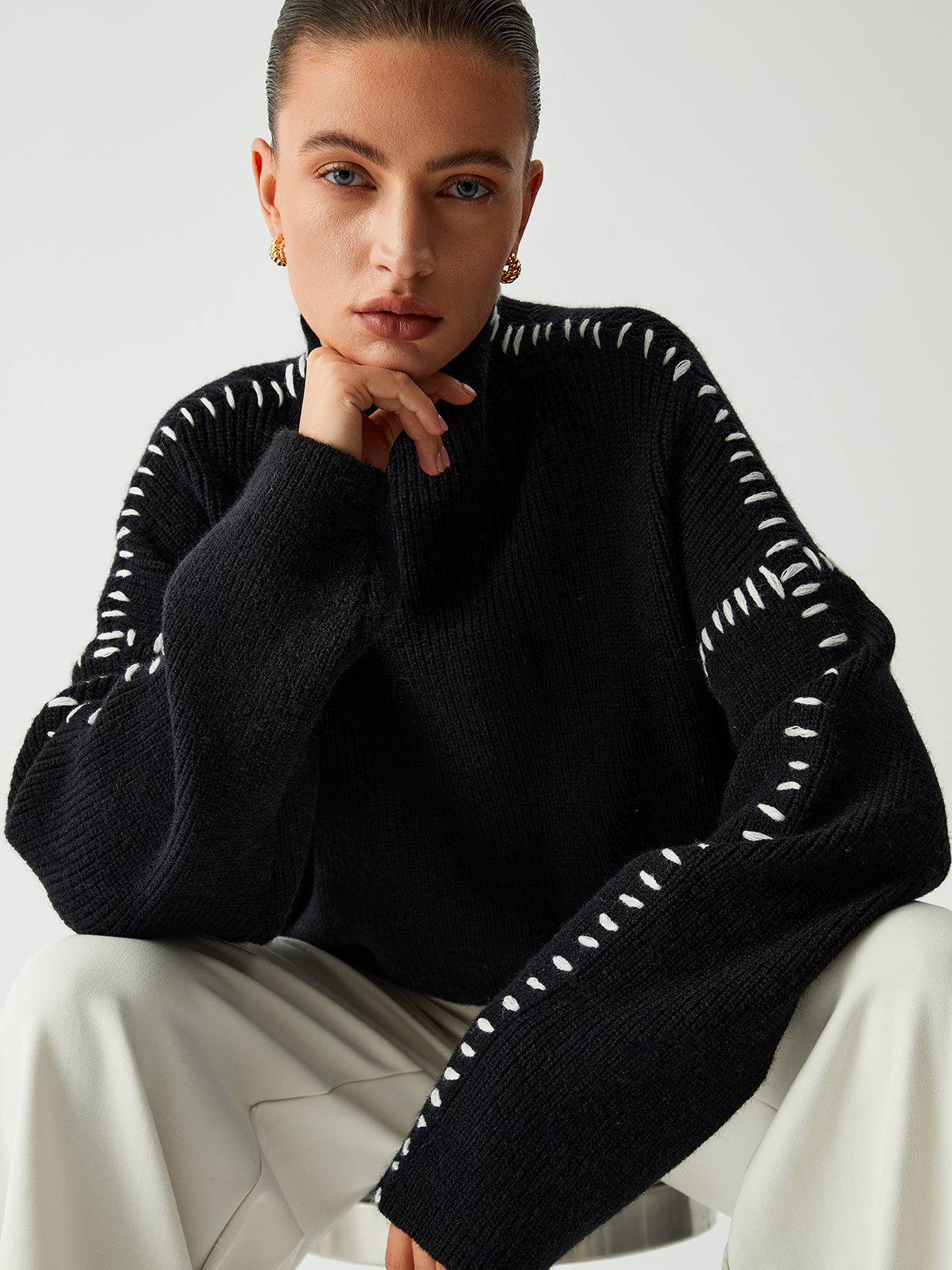 RIA I ROLLKRAGEN-STRICKPULLOVER