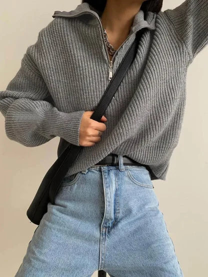 MARGIT I PULLOVER MIT KURZEM REISSVERSCHLUSS
