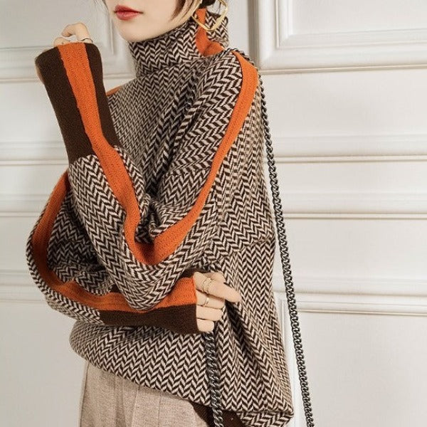 ISABEL I ROLLKRAGEN-PULLOVER MIT AUFDRUCK