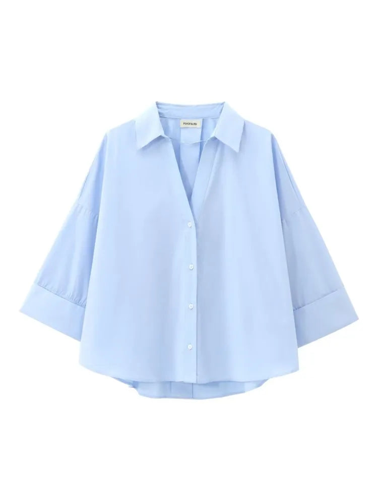 EUSEBIA I ELEGANTE V-AUSSCHNITT-BLUSE