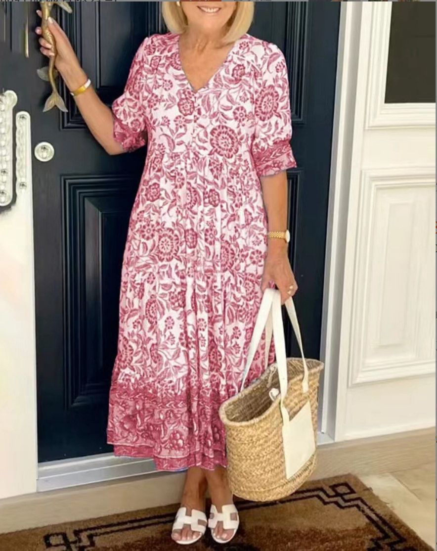 ARIA™ - Elegantes Blumenkleid mit V-Ausschnitt