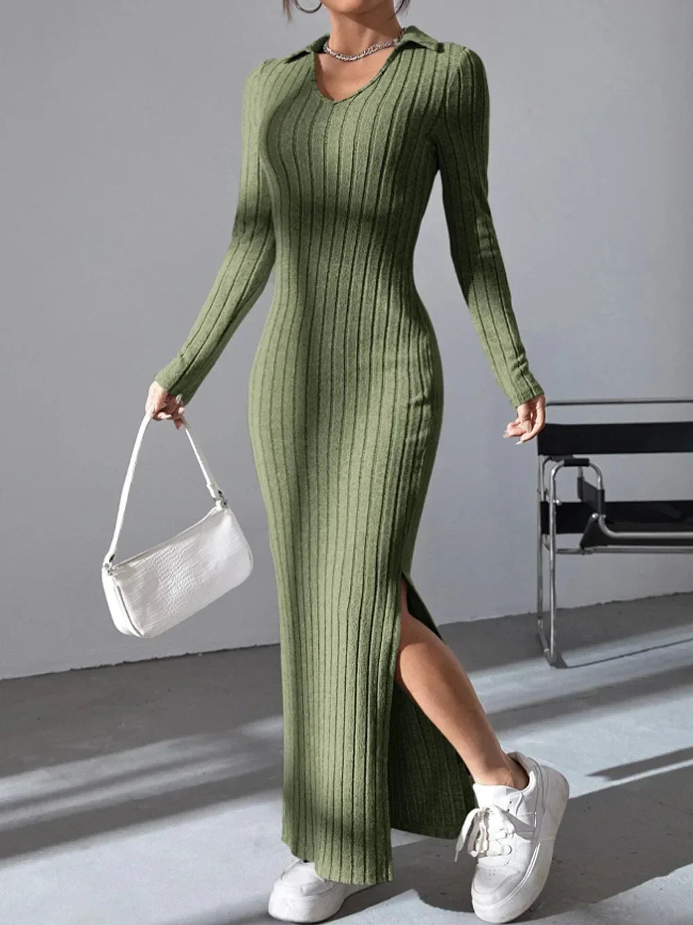 VALESKA I ELEGANTEN PULLOVER-MAXIKLEID