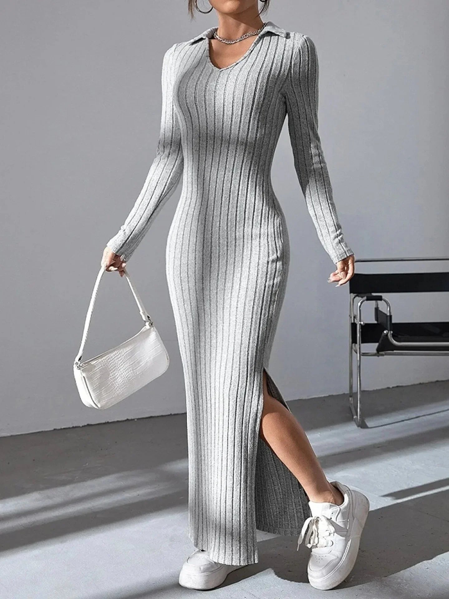 VALESKA I ELEGANTEN PULLOVER-MAXIKLEID