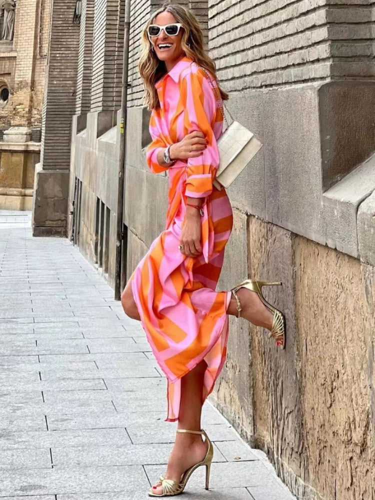 CLARISSA I ELEGANTES BEDRUCKTES MIDIKLEID