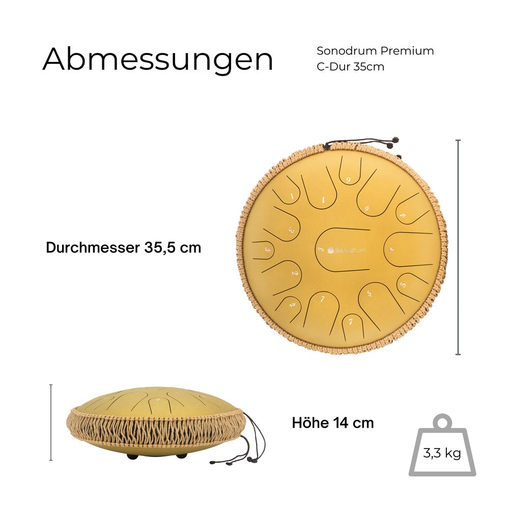 Sonodrum Zungentrommel - "Premium" - Handgefertigt - 35,5cm - 15 Zungen - C-Dur