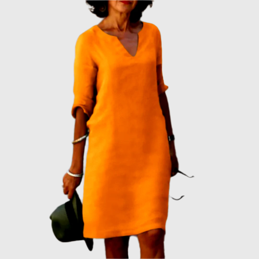 LISA I LEINENKLEID MIT V-AUSSCHNITT