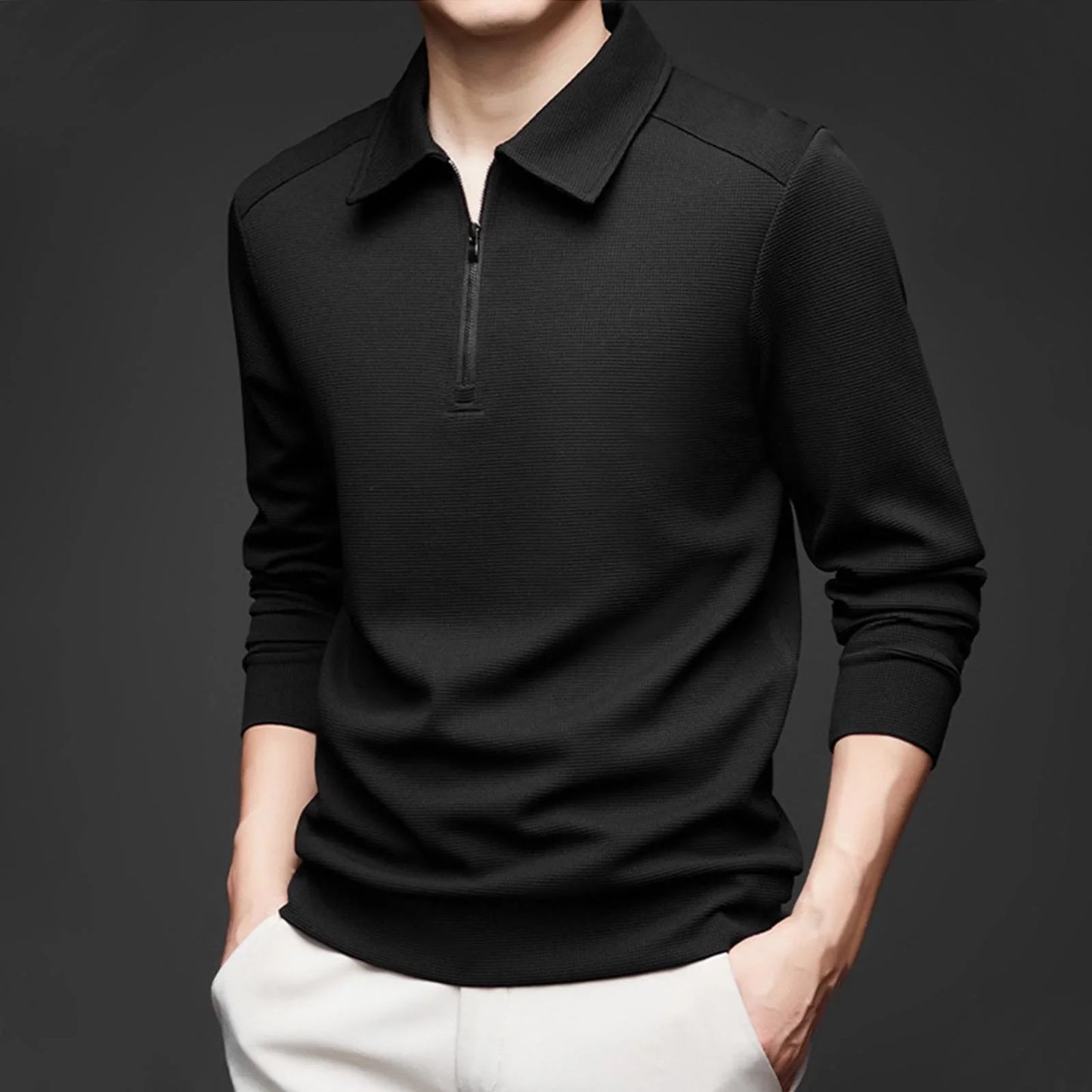 COLE I WAFFELSTRICK-LANGARM-POLOSHIRT