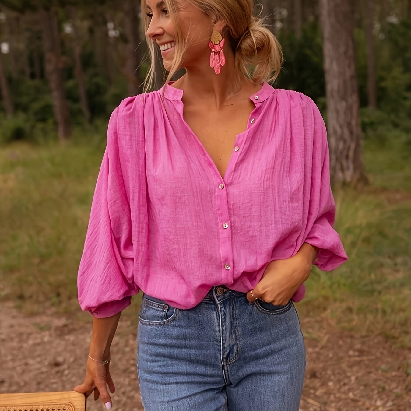ALBRUN I TUNIKA-BLUSE MIT V-AUSSCHNITT
