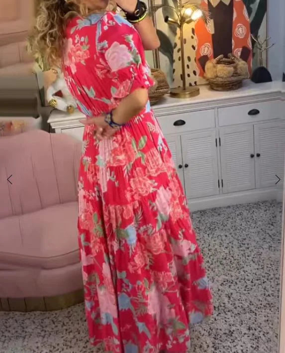 MONA I PLISSIERTES MAXIKLEID MIT BLUMENMUSTER