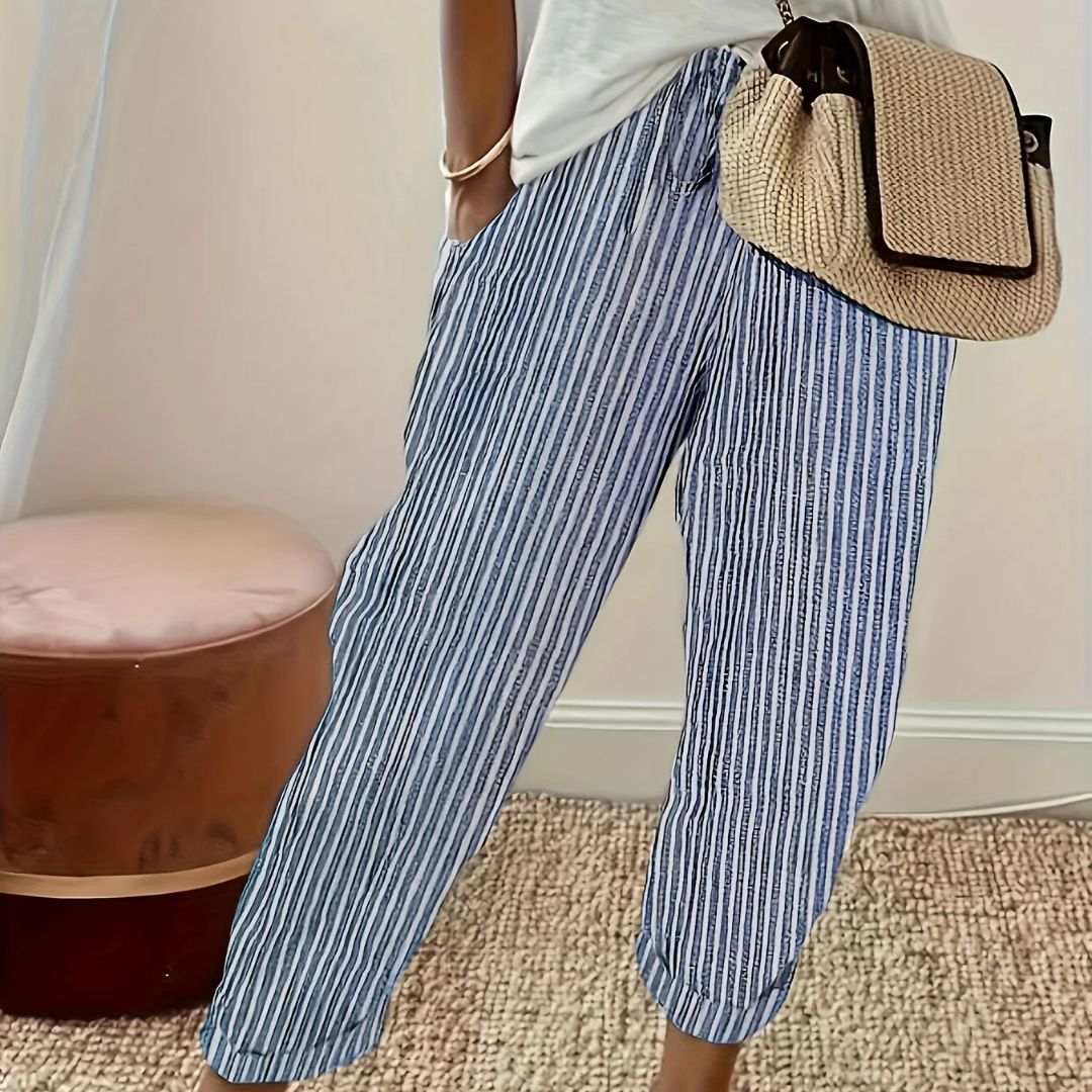 MARLENE™ | Gestreifte Leinenhose