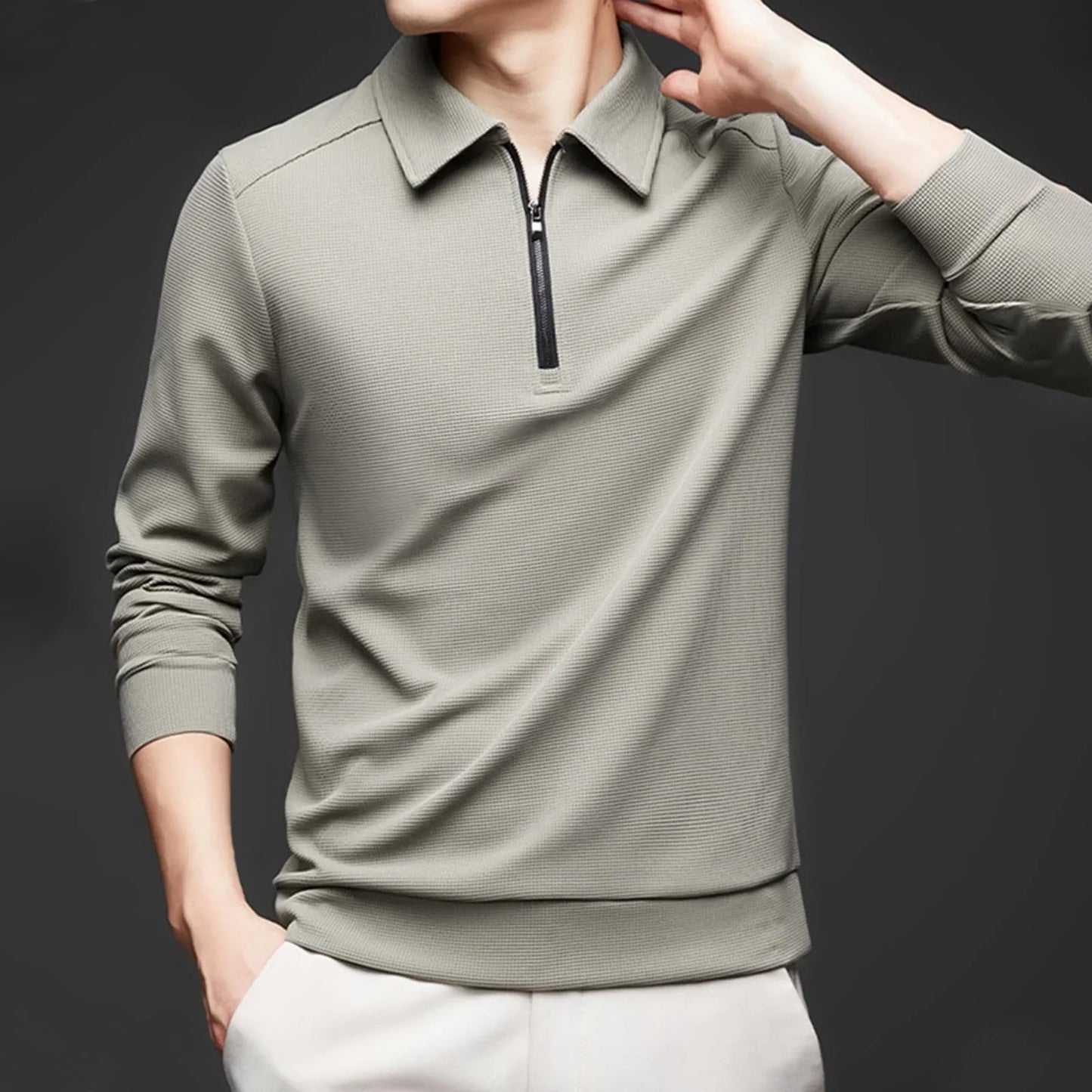 COLE I WAFFELSTRICK-LANGARM-POLOSHIRT