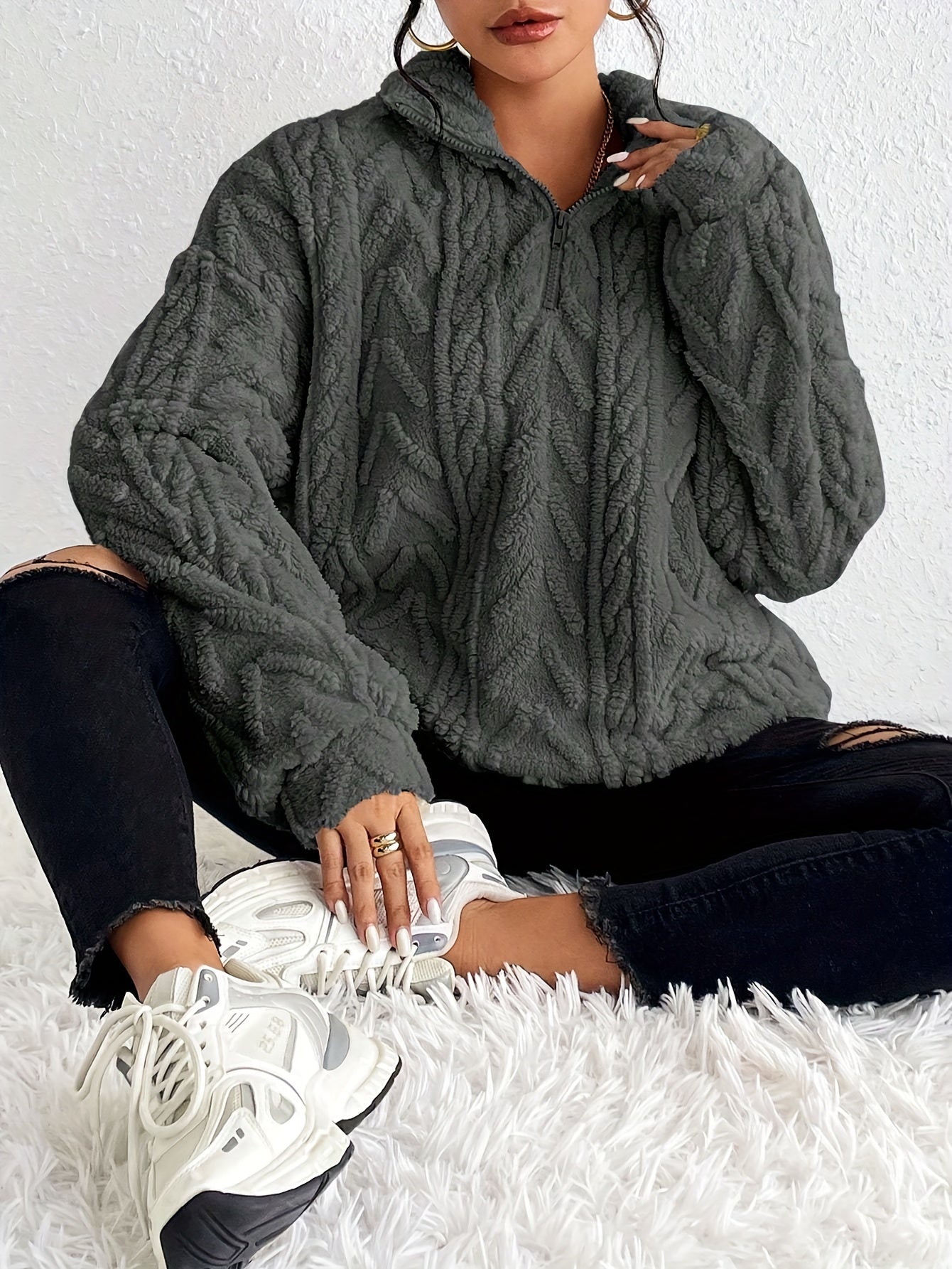 ROSWITHA I FLEECE-STRICKPULLOVER